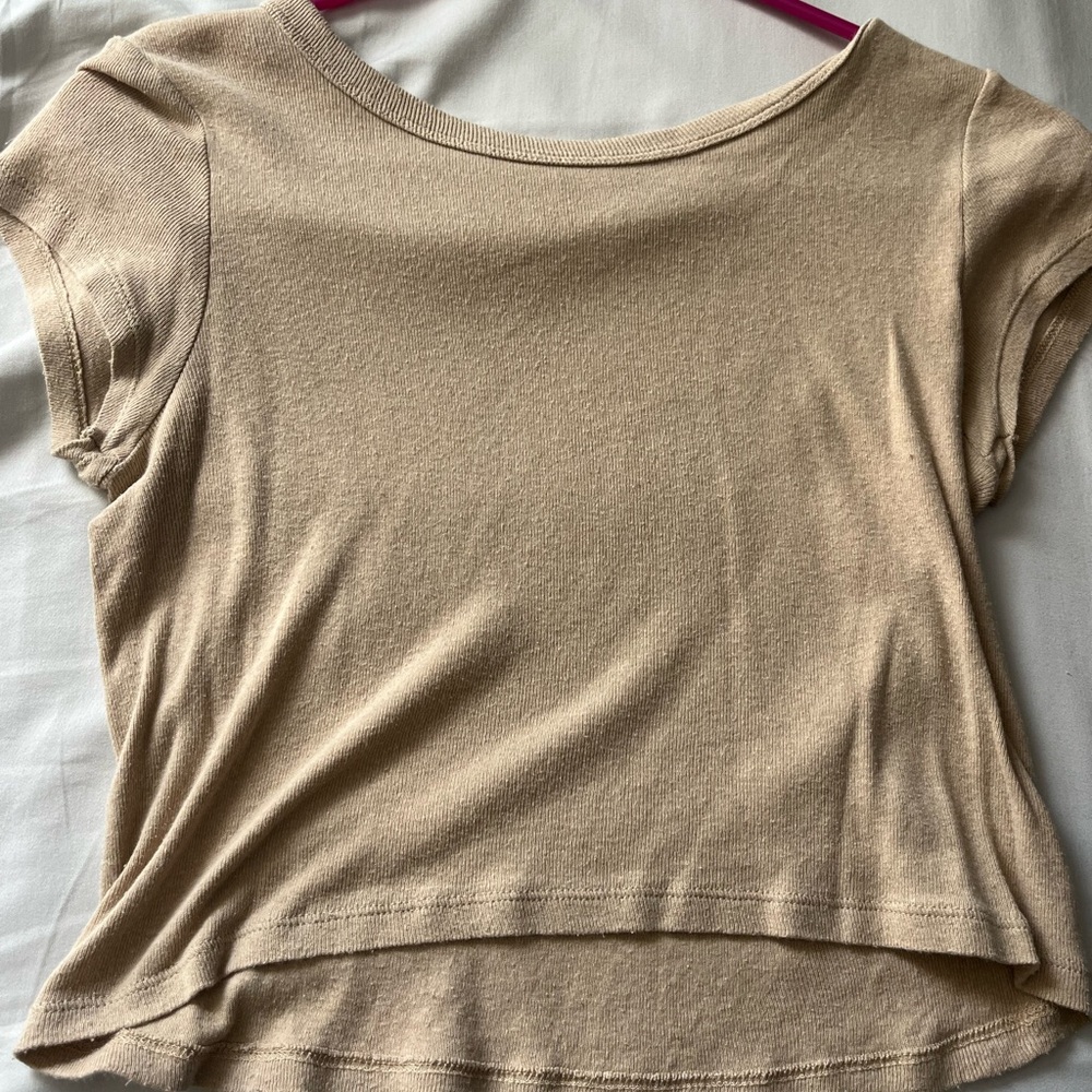 Brandy Melville Tan Crop Top Tee